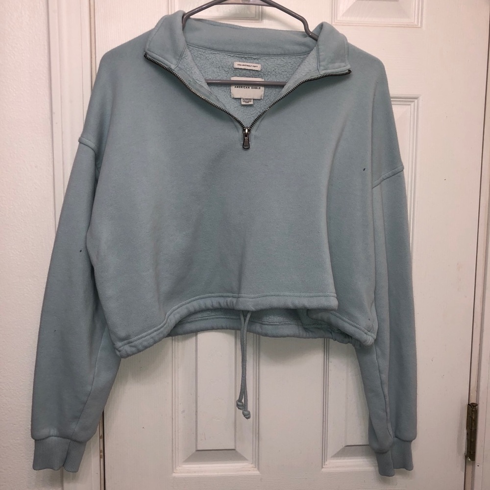 Quarter zip cropped sweatshirt